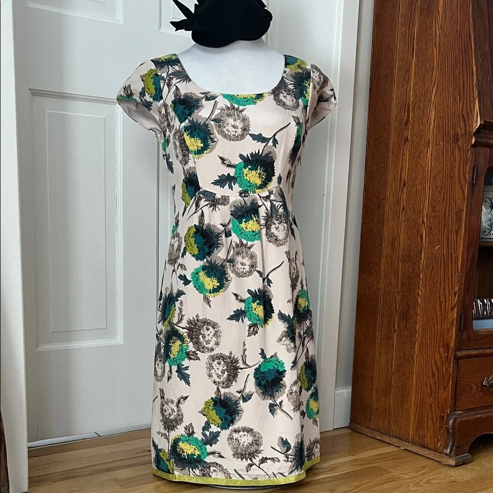 Boden Limited Edition Silk Blend Floral Dress, Cap Sleeve, Fully Lined, Sz 8 - Picture 1 of 11